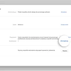 Okno dialogowe z ustawieniami konta Apple, widok zarządzania subskrypcjami i saldem.