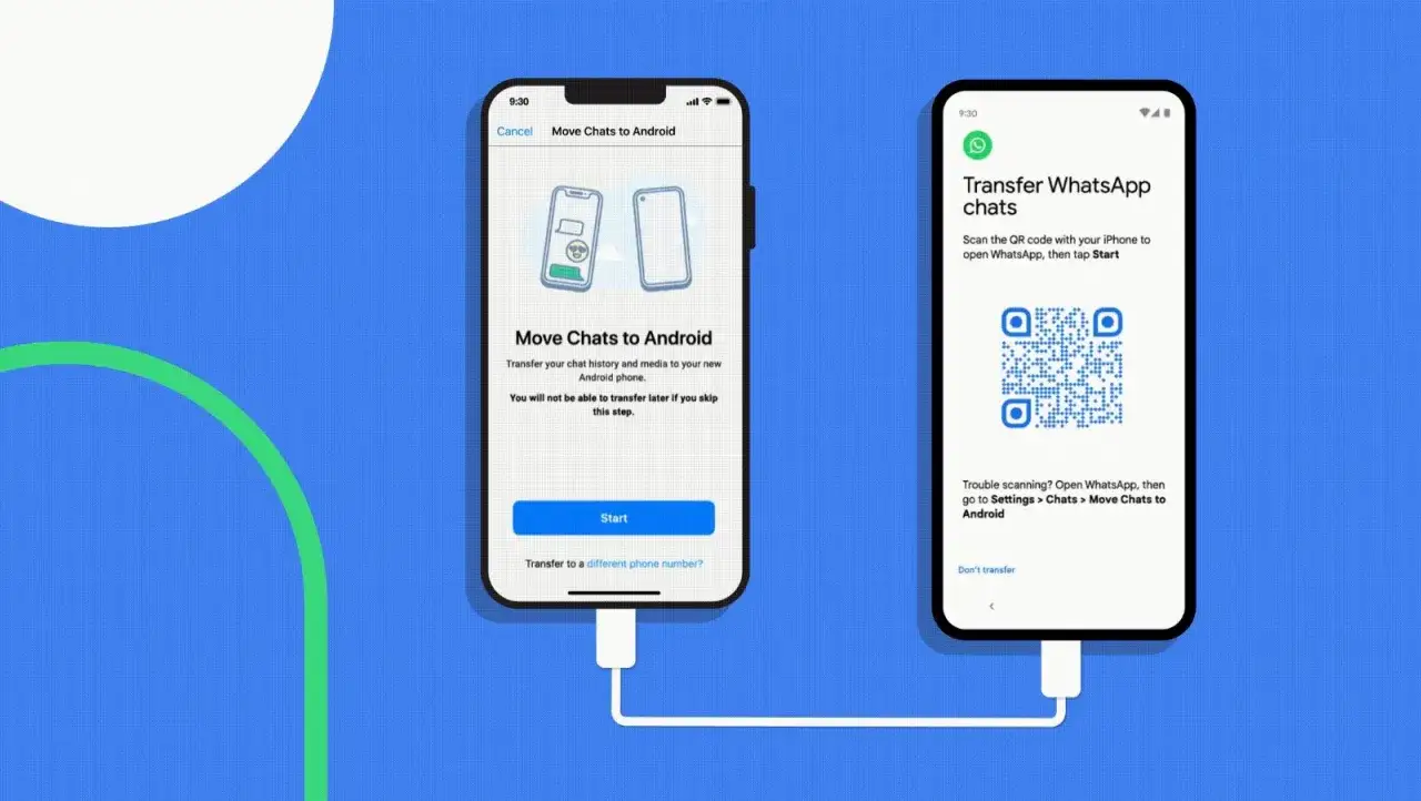 Przenoszenie danych Android: iPhone pokazuje ekran 